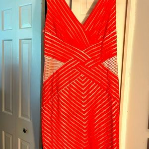 NWT Tadashi Saffron Stripe Print Cocktail Dress L